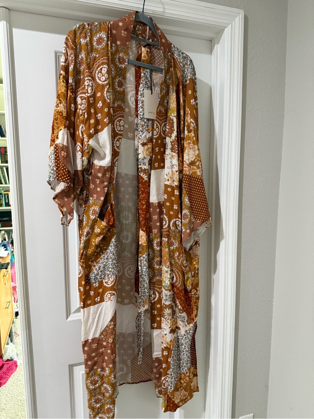 Spell Floral Patchwork Maxi Robe in Rust, Mustard & Cream